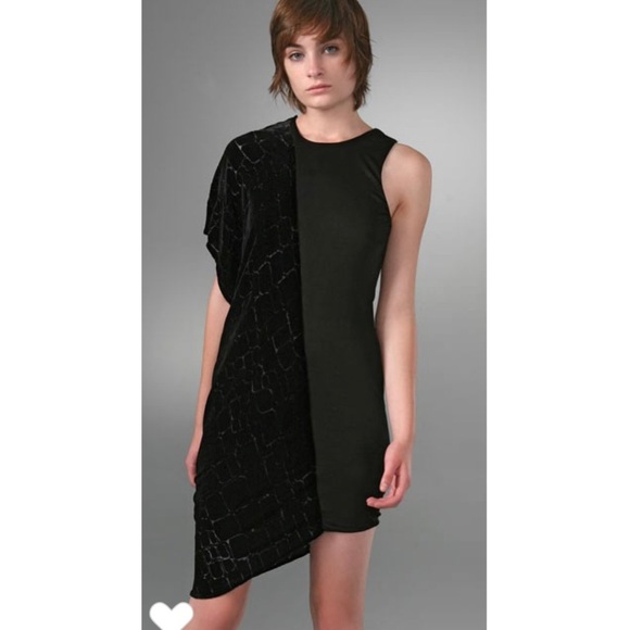 Alexander Wang Black Velvet Asymmetric Dress - Picture 3 of 8